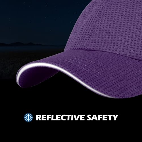 ZTL Womens High Ponytail Baseball Cap Performance Mesh Hat, Lightweight Quick Dry Race Day Running Hat with Reflective Trim - color: Purple