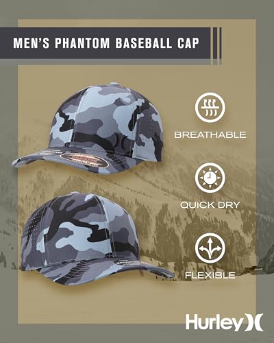 Hurley Men's Baseball Cap - Sweat-Wicking Fitted Baseball Hats for Men (S-XL) - color: Black/Grey, size: Large-X-Large