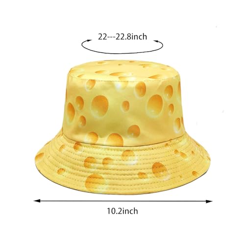 Bucket Hat for Women Men, Cotton Reversible Double Side Wear Sun Hats Beach Fisherman Hat - color: Cheese Yellow