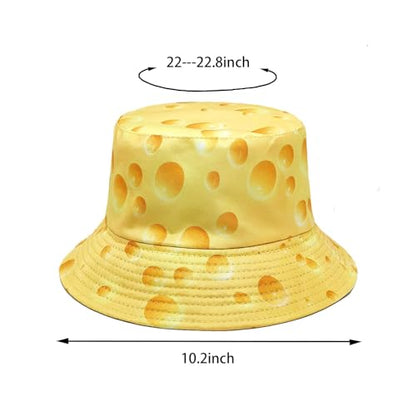 Bucket Hat for Women Men, Cotton Reversible Double Side Wear Sun Hats Beach Fisherman Hat - color: Cheese Yellow