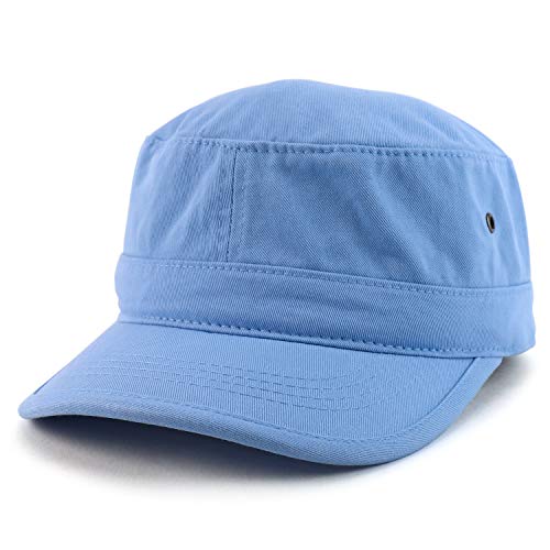Trendy Apparel Shop Oversize XXL Flat Top Style Army Cap - color: Carolina Blue