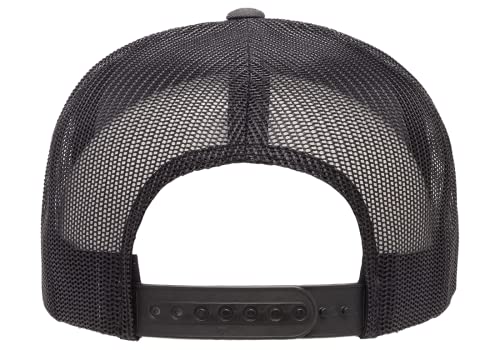 Yupoong 5-Panel YP Classic Trucker Cap | High Profile Flat Visor Snapback - color: Charcoal/Black