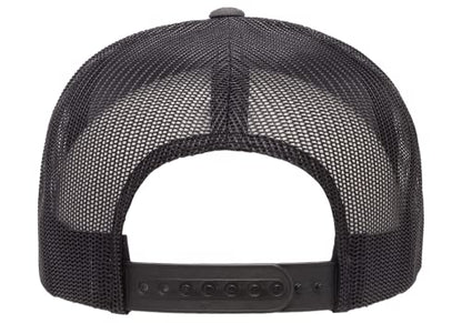 Yupoong 5-Panel YP Classic Trucker Cap | High Profile Flat Visor Snapback - color: Charcoal/Black