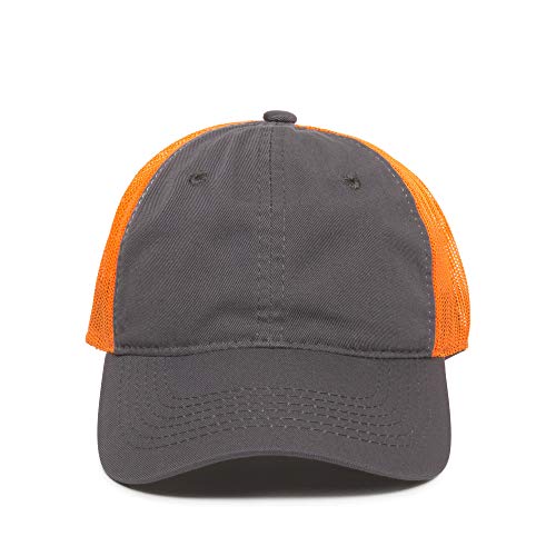 Outdoor Cap Garment Washed Meshback Cap - color: Charcoal/Neon Orange