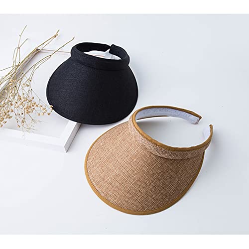 Cloth Covered Slip-On Visor for Women, Adjustable Cap Sports Sun Visors for Men - color: Black/Lightbrown