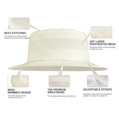 VOBOOM Laser Mesh Cooling Outdoor Bucket Hat - color: Khaki, size: 7 3/4