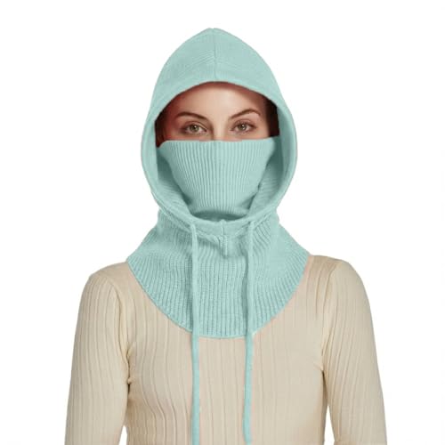 Knit Balaclava for Women Winter Hats Ski Mask Face Cover Neck Warmer - color: Green