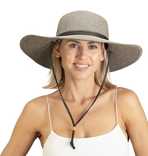 Sloggers Women's Wide Brim Braided Sun Hat with Wind Lanyard - UPF 50+ Maximum Sun Protection - color: Sage