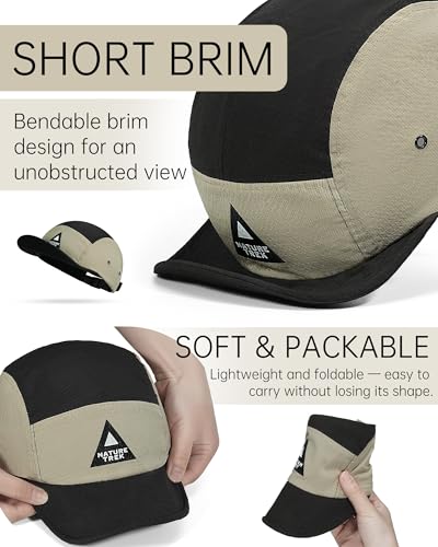 Croogo Quick-Dry 5 Panel Running Cap Lightweight Short Brim Hats for Men - color: Grey