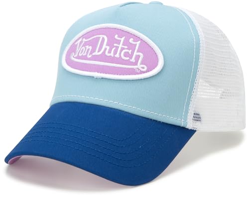 Von Dutch Unisex Trucker Hat, Colorblock, Mesh Back, Curved Bill, Snapback - color: Glacier Blue