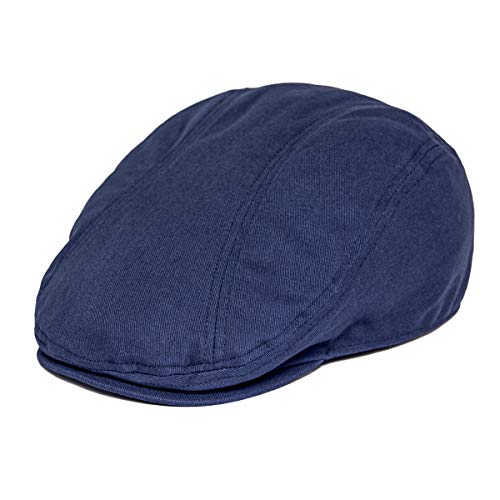 BOTVELA Men Cotton Twill Newsboy Flat Hat Fitted Cap - color: Navy, size: 7 7/8
