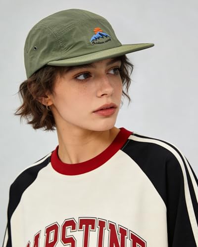 CLAPE Quick Dry 5 Panel Hat, Moisture-Wicking Water-Resistant Flat Brim Cap - color: Dfb3-green
