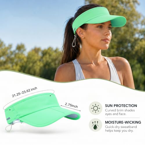 Sun Visor Caps Foldable Brim Adjustable Visor Hats for Women Men - color: 2# Mintgreen