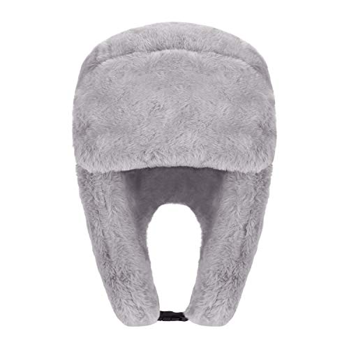 MioCloth Faux Fur Winter Earflap Russian Ushanka Hat - Fur Lined Winter Cap - color: Grey