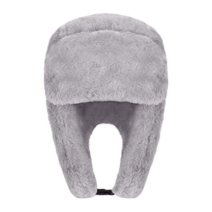 MioCloth Faux Fur Winter Earflap Russian Ushanka Hat - Fur Lined Winter Cap - color: Grey