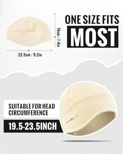 WRELS Thermal Running Skull Cap with Ear Flaps - Winter Hat for Men & Women, Windproof Athletic Beanie Helmet Liner - color: Women-white