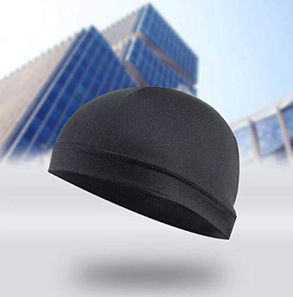 Helmet Skull Caps Sport Cycling Sweat Wicking Helmet Liner Quick Dry Running Hat for Men and Women - color: Black