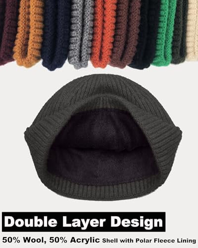 Short Fisherman Beanie for Men Women Wool Fleece Lined Winter Hat - color: 1pcs-dark Gray