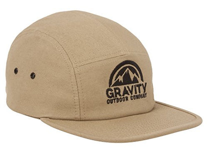 Gravity Outdoor Co. 5 Panel Hat - color: Khaki/Black