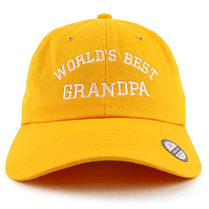 Trendy Apparel Shop World's Best Grandpa Embroidered Low Profile Soft Cotton Dad Hat Cap - color: Gold