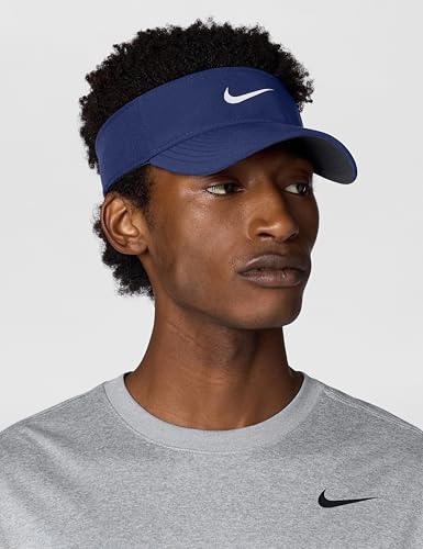 Nike Unisex Adult Dri-FIT Ace Visor Hat | Mens and Womens - color: Midnight Navy/Anthracite/White, size: Large-X-Large
