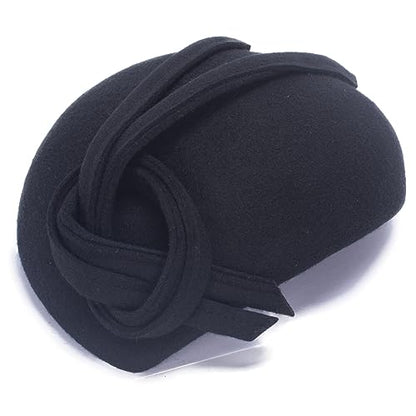 Lawliet Black Teardrop Women Felt Fascinator Tam Beret Casque Cocktail Hat A572 - color: Black