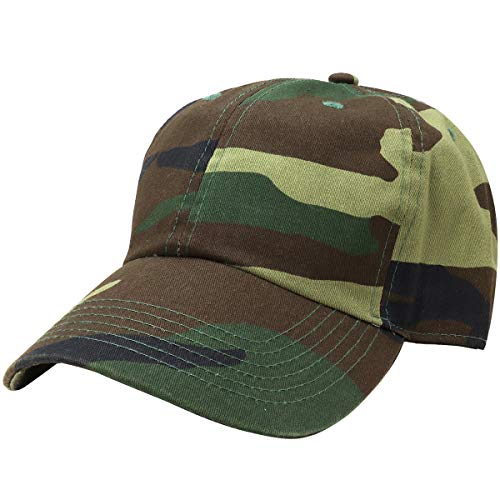 Falari Classic Baseball Cap Dad Hat 100% Cotton Soft Adjustable Size - color: Camouflage - Woodland