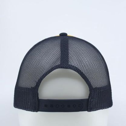 High Crown Foam Mesh Camouflage Tri-Color Oak Leaves Trucker Hat Baseball Cap - color: Navy/Gold/Navy