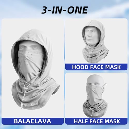 Summer Balaclava Face Mask with Breathable Holes Sun Face Shield for Men - color: Light Gray
