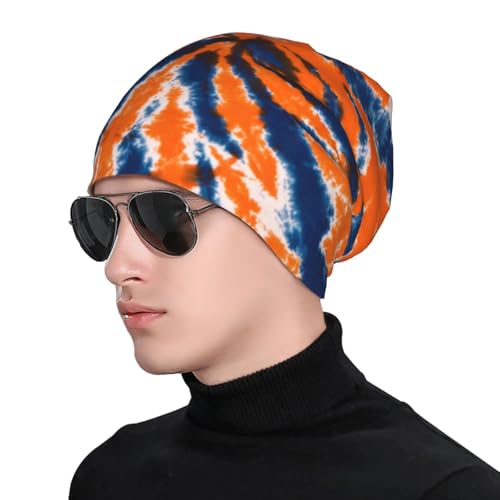 Beanie Hat for Men Women Slouchy Beanie Skull Sleep Cap Soft Lightweight Chemo Hat Stretch Cancer Headwear - color: Tie Dye Orange