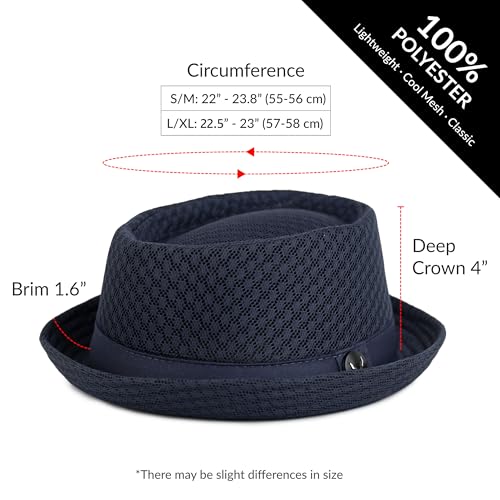 The Hat Depot Unisex Light Weight Classic Soft Cool Mesh Pork Pie hat - color: Grey, size: Small-Medium