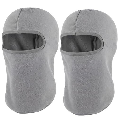 Kids Balaclava Ski Mask Winter Windproof Fleece Full Face Mask for Boy Girl - color: 2 Pack(grey+grey)