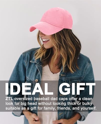 Oversize XXL Baseball Cap for Big Heads 23.6"-25.6", Extra Large Cotton Baseball Hat, Plus Size Unstructured Dad Hats - color: Cotton - Pink