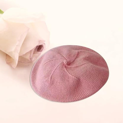 Infant Baby Boys Girls Beret & Beanie Hat - Toddler Kids Knitted French Artist Skull Hat - Fall Winter - color: A-pink