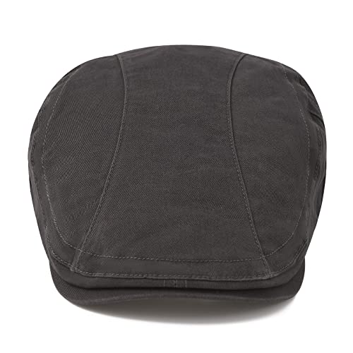 VOBOOM Men Cotton Newsboy Beret Hat Duckbill Buckle Cabbie Cap - color: Dark Grey