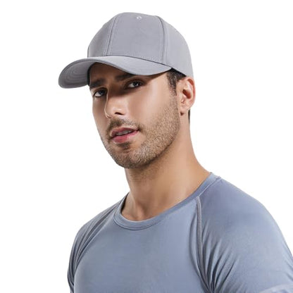 6 Panel Stretch Full Closed Baseball Caps Men's Blank Fitted Cap Curved Brim Elastic Closed Back Hat Q2426 - color: Grey