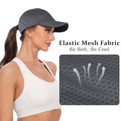 GADIEMKENSD Women's Race Day Running Cap Performance Mesh Hat - Excellent Ventilation, Lightweight, Reflective Safety - color: Dark Gray