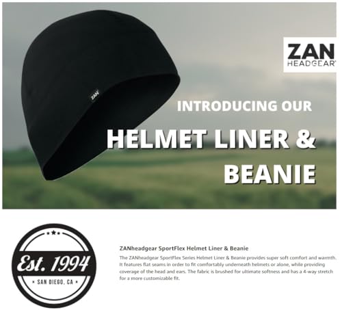 Zanheadgear® Helmet Liner Beanie SportFlex® Series - color: Black & White Flag