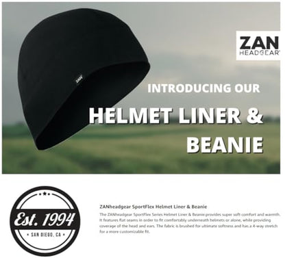 Zanheadgear® Helmet Liner Beanie SportFlex® Series - color: Black & White Flag