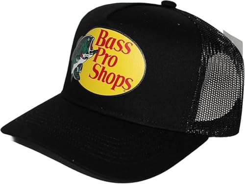 Authentic Bass Original Fishing Hunting Pro Mesh Back Trucker Hat - Men & Women Outdoor Activity & Travel Ultimate Accessory (US, Alpha, One Size, Black)