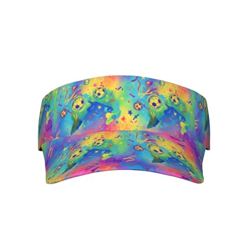 Adjustable Lightweight Open Top Sports Sun Visor Hat Cap for Golf Tennis - color: Neon Tie Dye Soccer
