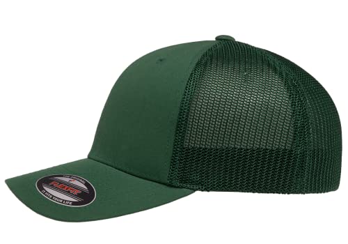 Mrlahat 6511 Flexfit Trucker Mesh One Size Fitted Cap 6 Panels with Black Bandana - color: Evergreen