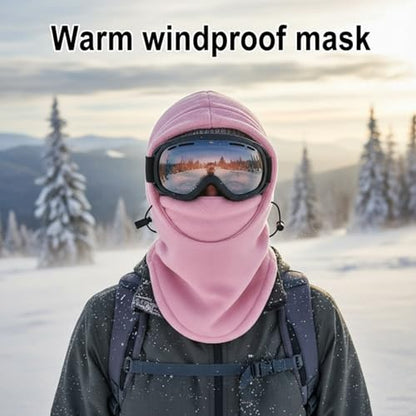 Frienda 2 Pcs Balaclava Ski Mask Windproof Warmer Fleece Adjustable Winter Mask Face Cover for Men Women - color: Pink,rose Red
