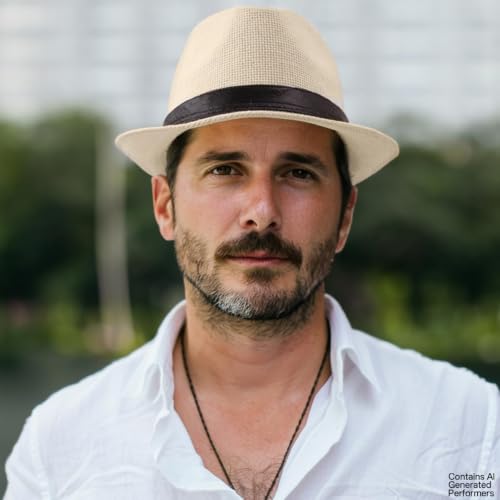 XL Straw Fedora Hats for Men Summer Trilby Beach Travel Panama Casual 7 1/2 - color: 001 Beige
