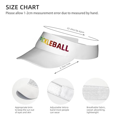 Embroidered Pickleball Visor Men Women,Gifts for Pickleball Lovers - color: White, style: Neon Pickleball Rainbow