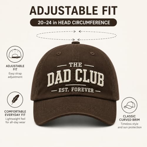 Dad Hats For Men, Dad Gang Hat With Embroidered Brown Cap Design 20-24in