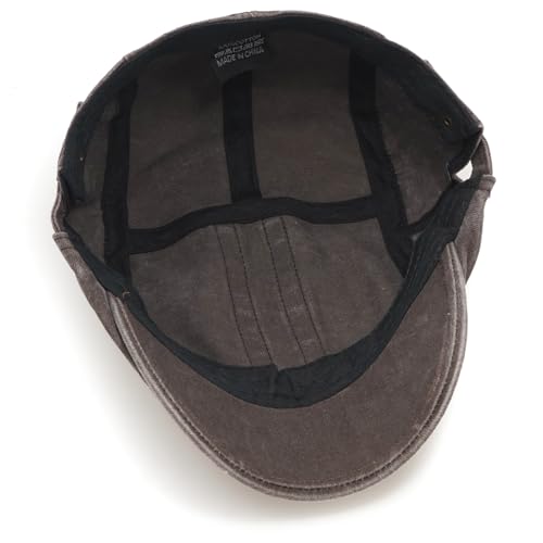 Initlove Mens Newsboy Cap Washed Beret Ivy Hat Flat Hats for Cabbie Driving - color: B Coffee