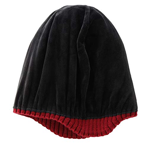 Connectyle Fleece Lined Beanie Hat for Men Women Warm Winter Hats with Earflaps Stretchy Ribbed Knit Skull Cap - color: Wine Red