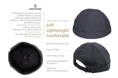 Cotton Docker Cap, Unisex Brimless Cap, Men Skull Cap, Brimless Beanie Hat, Men Women Cuffed Hat. - color: Dark Gray
