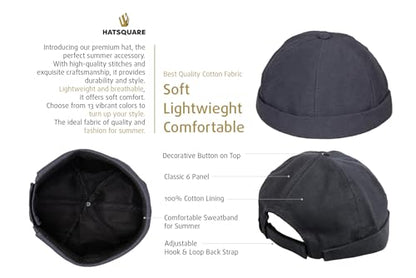 Cotton Docker Cap, Unisex Brimless Cap, Men Skull Cap, Brimless Beanie Hat, Men Women Cuffed Hat. - color: Dark Gray
